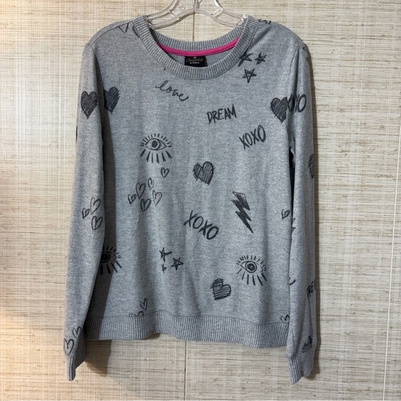 BumbleBella by Jill Martin Women's Top Sweater Sz XS Graphic Grey A617016 - Picture 2 of 11